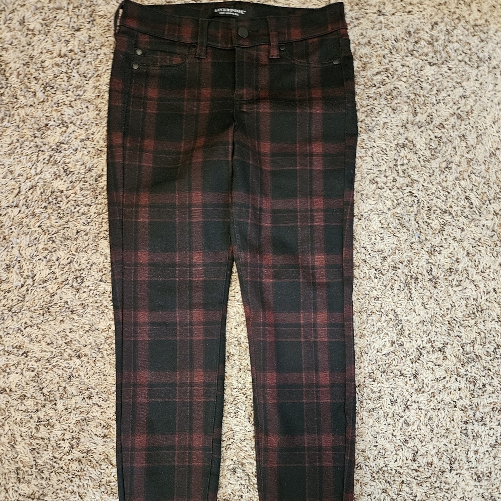 Liverpool Red and Black Plaid Pants